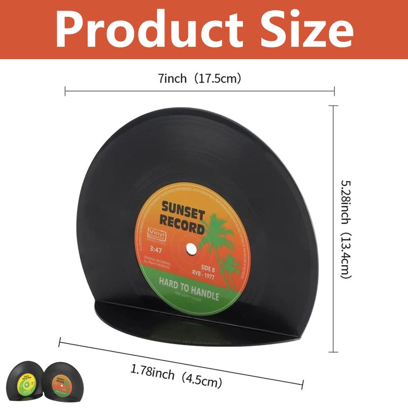 VinBee Bookends for Vinyl Records,Book Ends for Heavy Books,Book end,Retro Vinyl Record Bookend-Classic CD Shape Decorative Music Theme Bookends- 1 Pair - Image 2